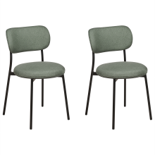 Set of 2 Dining Chairs CASEY Fabric Dark Green