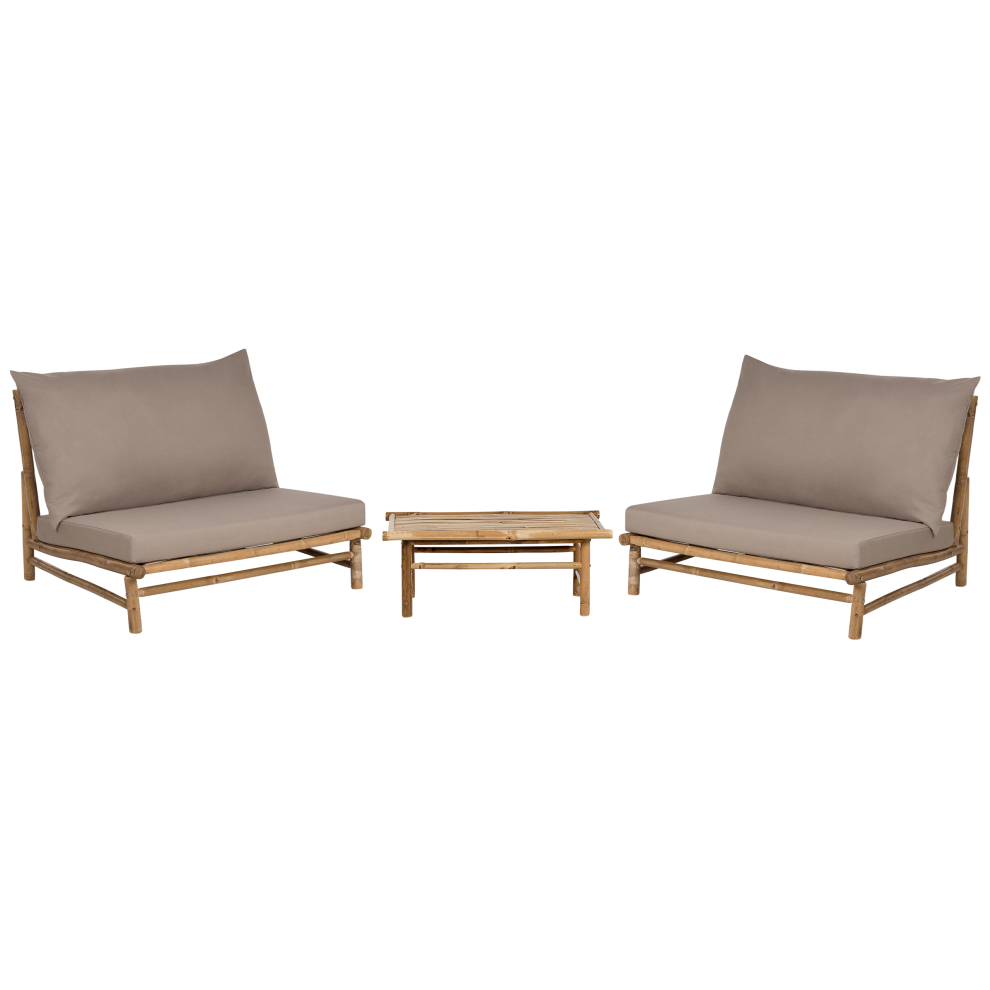 Beliani Garden Lounge Set With Table 2 Seater Todi Bamboo Taupe
