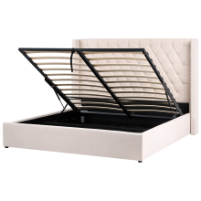 Ottoman Bed LUBBON Velvet Off-White 180 x 200 cm (EU Super King)