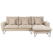 Corner Sofa 3 Seater SERSAN Chenille White Left Hand