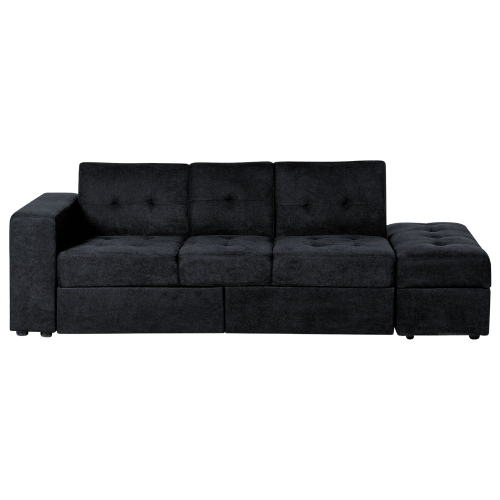 Beliani Sofa Bed 3 Seater FALSTER Fabric Black with Storage