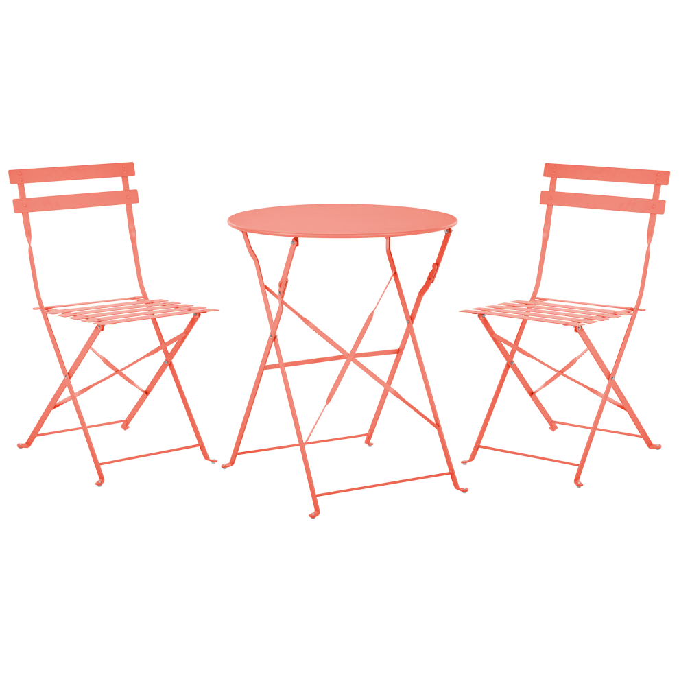Beliani Bistro Set Folding Fiori Metal Coral