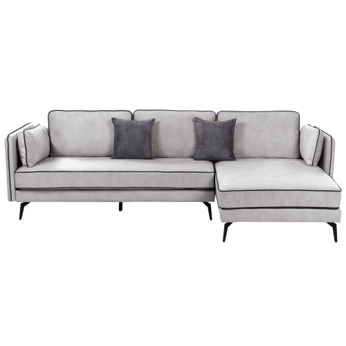 Beliani Corner Sofa 3 Seater ALTAN Velvet Light Grey Left Hand