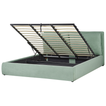 Ottoman Bed BAJONNA Velvet Mint Green 180 x 200 cm (EU Super King)
