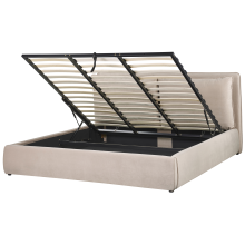 Ottoman Bed BAJONNA Velvet Beige 180 x 200 cm (EU Super King)
