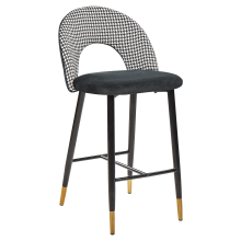 Set of 2 Bar Chairs FALTON Velvet Black/ White