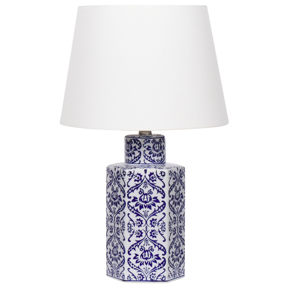 Beliani Table Lamp Marcelin Porcelain White/ Blue