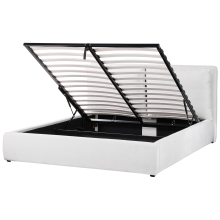Ottoman Bed BAJONNA Velvet Off-White 160 x 200 cm (EU King Size)
