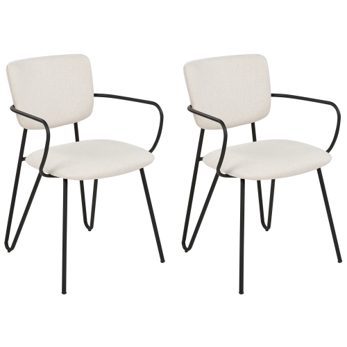 Beliani Set of 2 Dining Chairs ELKO Fabric Off-White