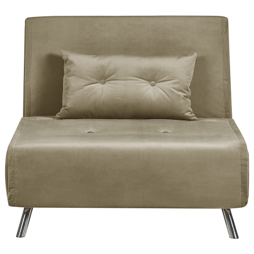 Beliani Single Sofa Bed FARRIS Velvet Olive Green