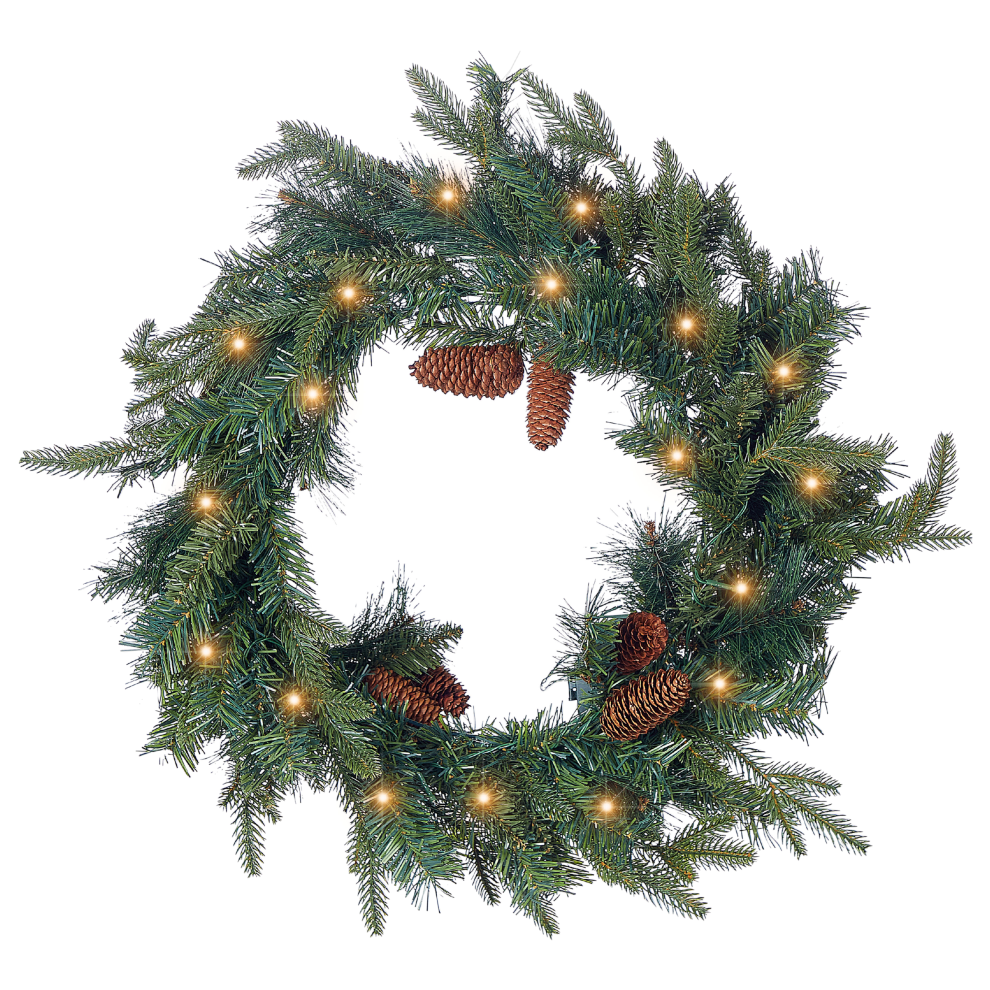 Beliani Christmas Wreath Led Kamerun Green 60 Cm
