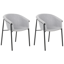 Set of 2 Dining Chairs AMES Fabric Light Grey