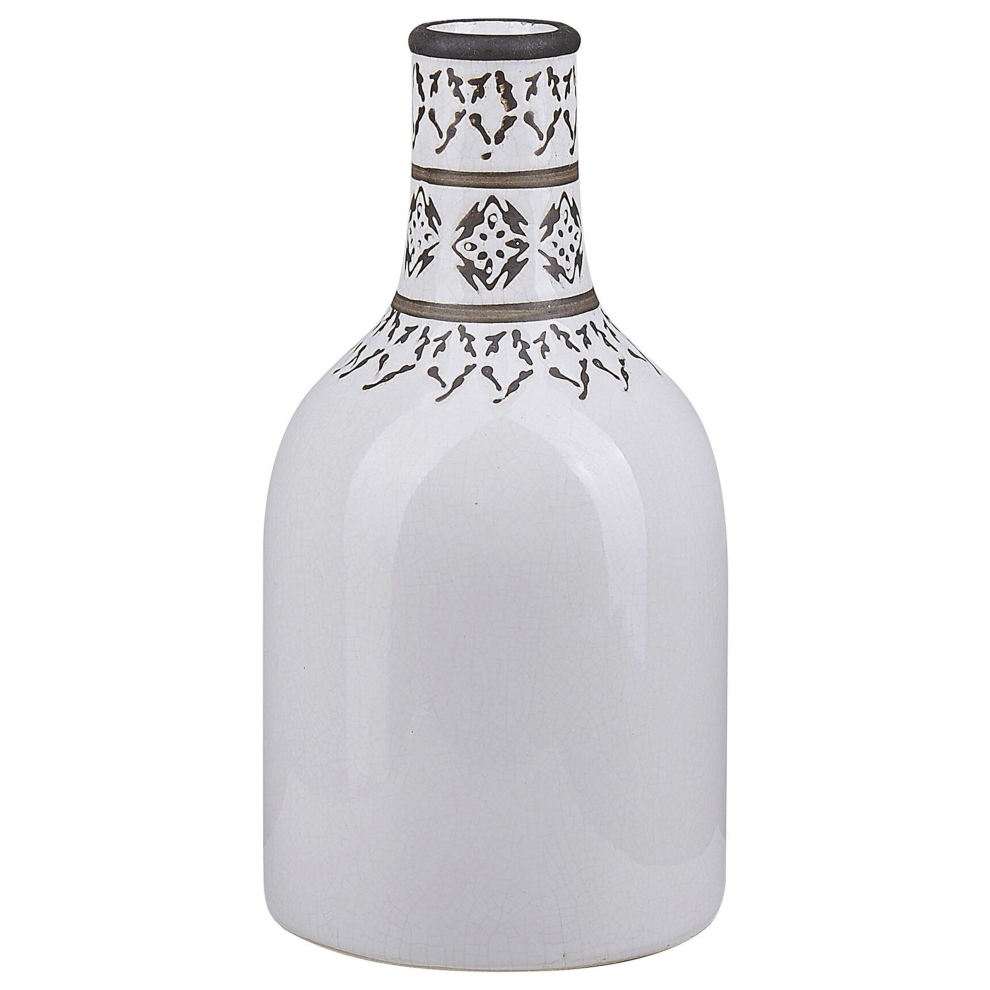Beliani Flower Vase Ankon Stoneware 25 Cm White
