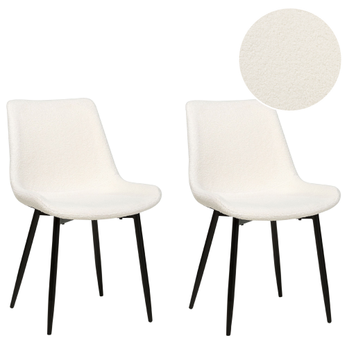 Beliani Set of 2 Dining Chairs AVILLA Boucle White
