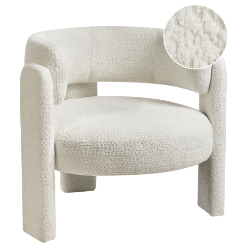 Beliani Armchair BUREA Chenille Off-White