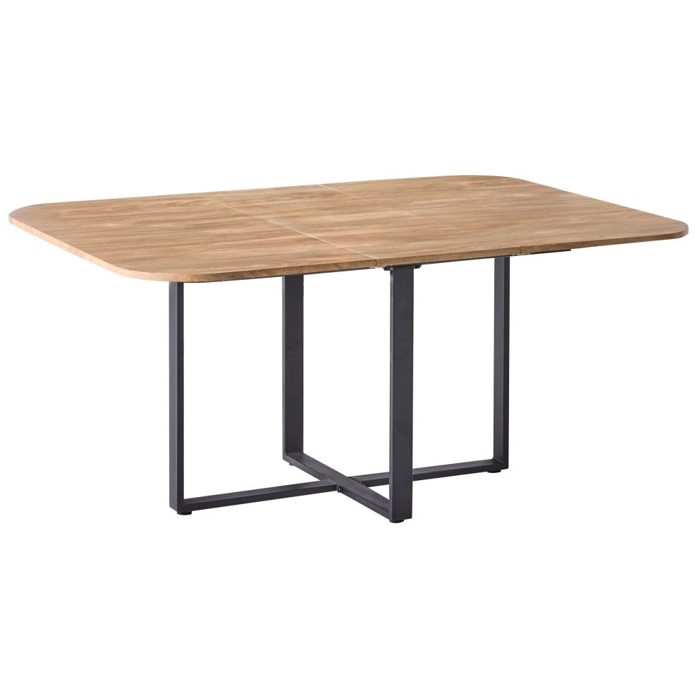 Beliani Extending Dining Table Cooper Brown 120/160 Cm 120 Cm