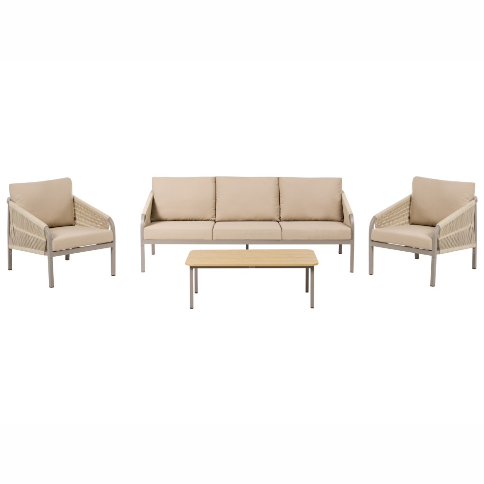 Beliani Garden Lounge Set With Table 5 Seater Murato Metal Beige