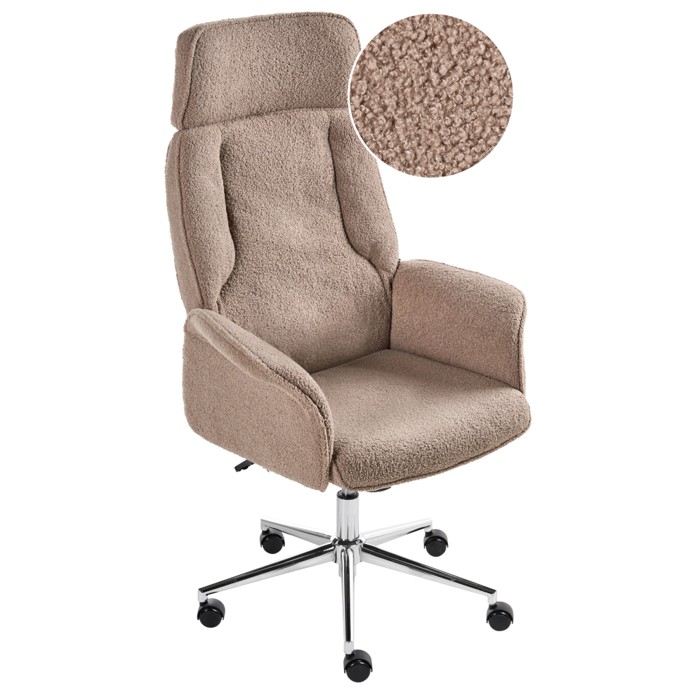 Beliani Office Chair Pilot Boucle Brown