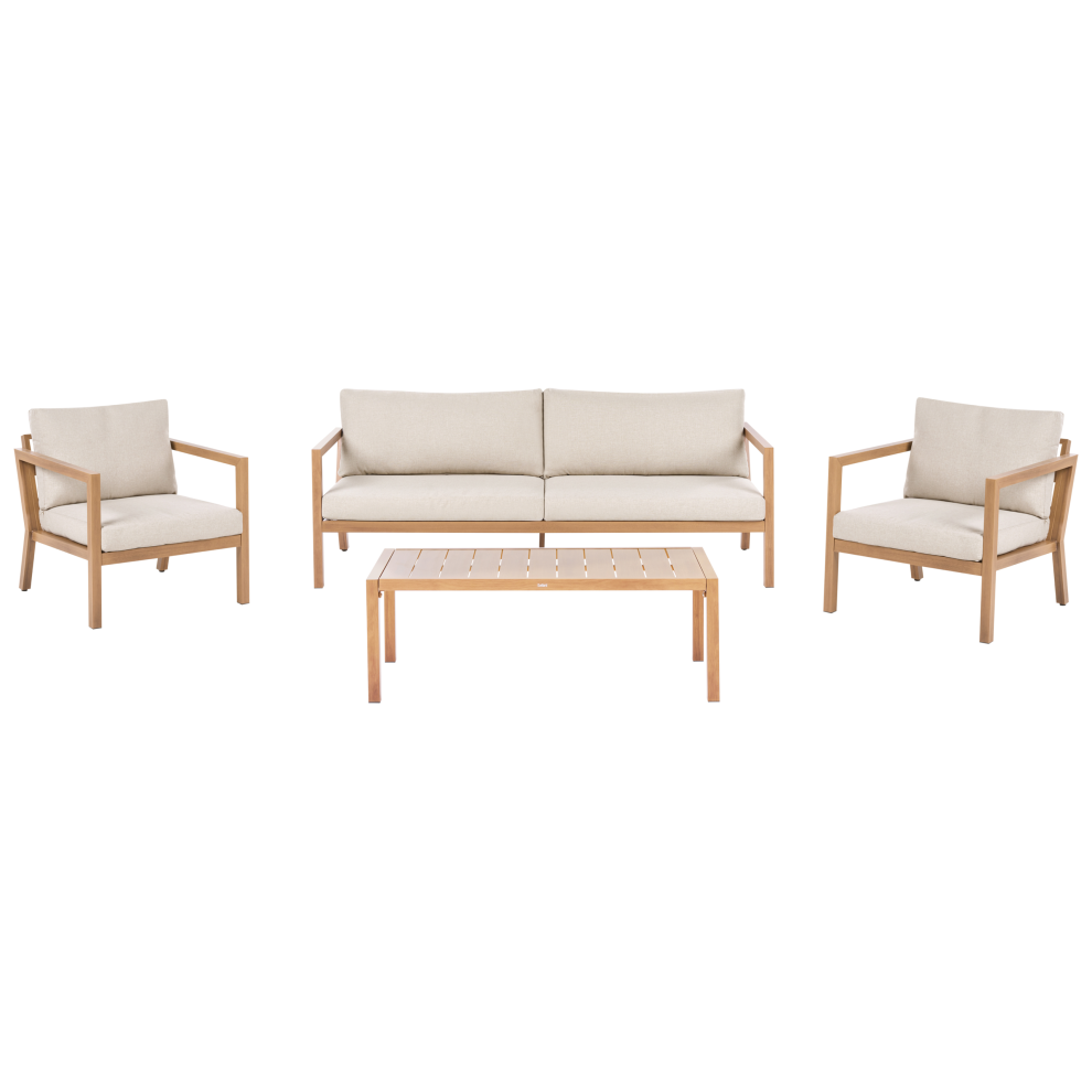 Beliani Garden Lounge Set With Table 5 Seater Oneta Metal Light Brown