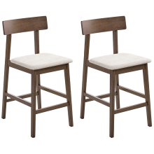 Set of 2 Bar Chairs ISANTI Wood Dark Brown/ Taupe