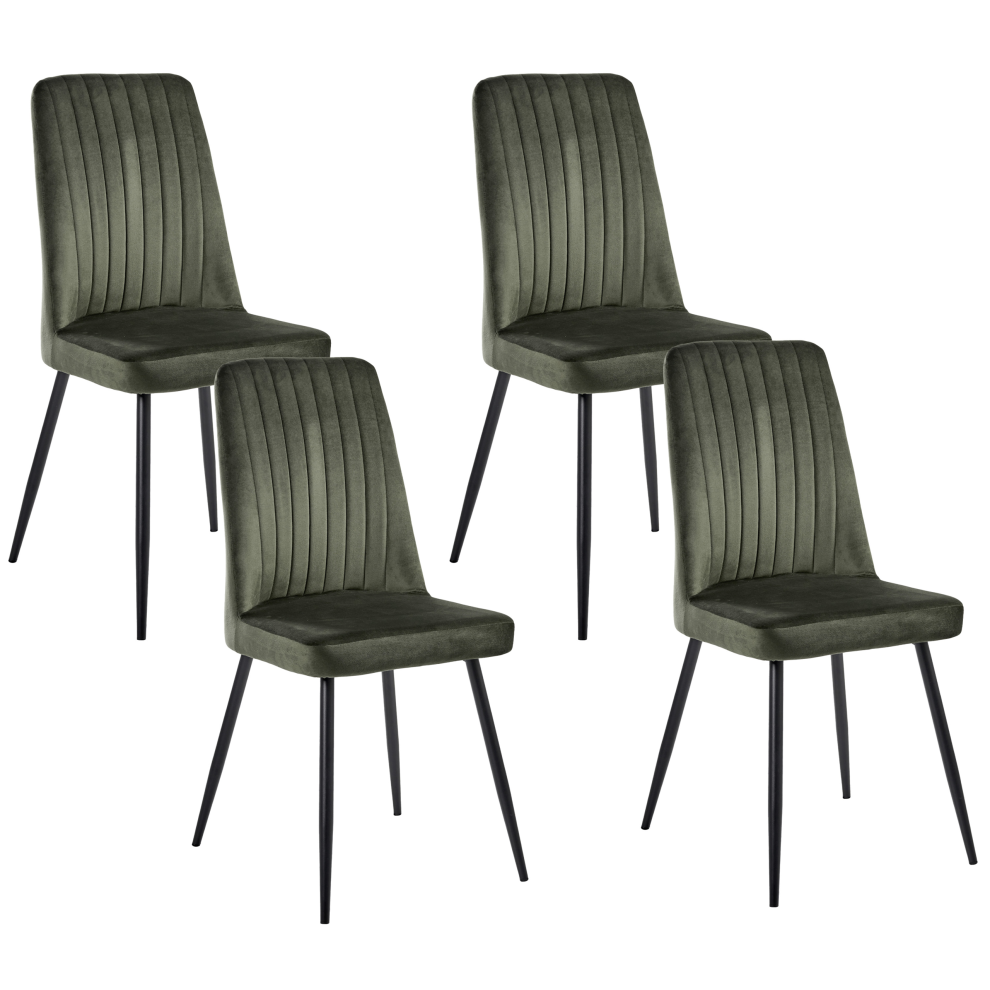 Beliani Set Of 4 Dining Chairs Kirby Velvet Dark Green