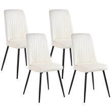 Set of 4 Dining Chairs KIRBY Velvet Off-White