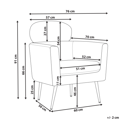 Beliani Armchair SOBY Fabric Off-White 2