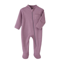 Baby Boys Bodysuit Winter Long Sleeve Zip Up Solid Color