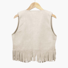 Girls Denim Fringe Vest Top Casual Set 7-8 Years