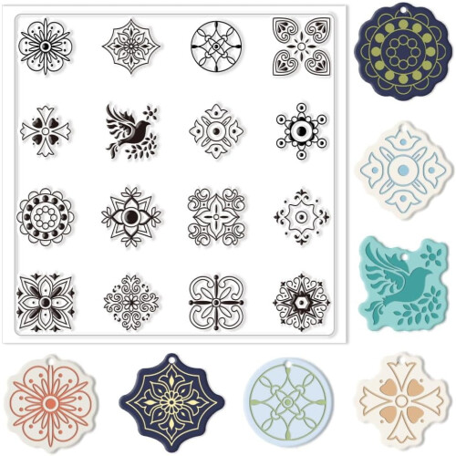 Boho polymer clay texture sheet 5.5x5.5 inch silicone mat