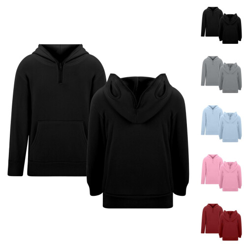 Kids' Solid Color Zip-Up Hoodies with Pocket