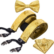 Men's Silk Braces with Paisley Pattern Adjustable 6-Clip