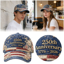 Vintage American Flag Baseball Cap USA 250th Anniversary