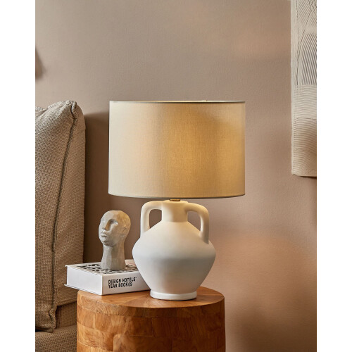 Beliani Table Lamp LABRADA Ceramic White 1
