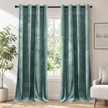 Thermische Verdunkelungsvorhänge 2er-Set Grün 145x140 cm — grüne samtvorhänge, thermo vorhänge 145x140