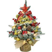 Mini Artificial Christmas Tree LED Snowy Red Christmas Decoration 45cm — mini artificial tree, red tree 45cm