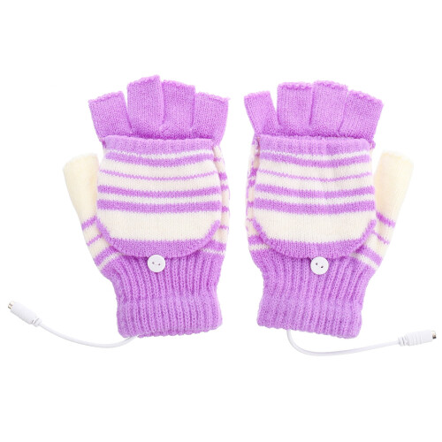 Purple Fingerless Gloves Unisex 1 Pair