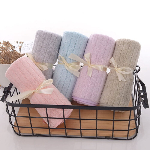 Knitted Coral Fleece Bath Towel Gift 1