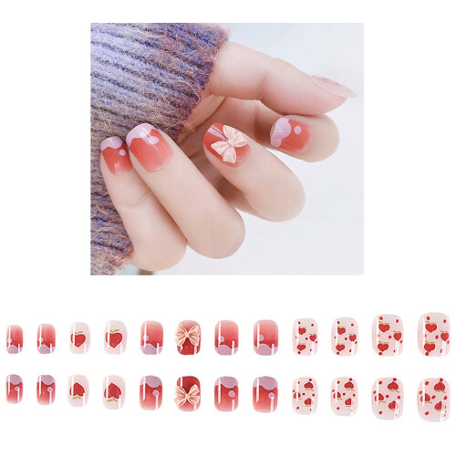 Acrylic Nail Tips Kit Striped Design 24 pcs 1