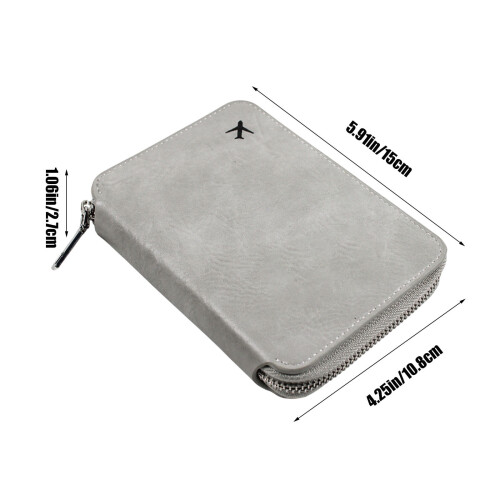 RFID-Blocking Passport Holder Wallet Leather Zipper 1pc 2