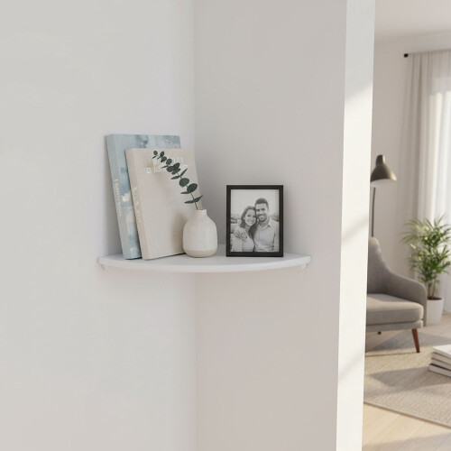 Hoekwandplank, walnoot, halfrond, wandmontage 2