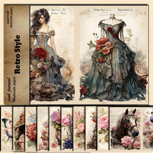 Handmade Retro Craft Paper Set 10 Sheets