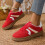 Suede Lace-Up Flat Loafers Red Size 39 8
