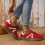 Suede Lace-Up Flat Loafers Red Size 39 7