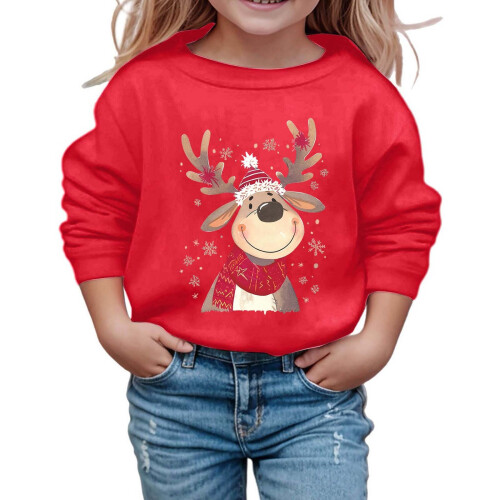 Kids Christmas reindeer pullover top long sleeve