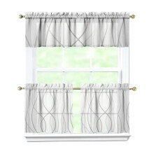 Grey Gradient Kitchen Curtains and Valance Set 3-Piece
