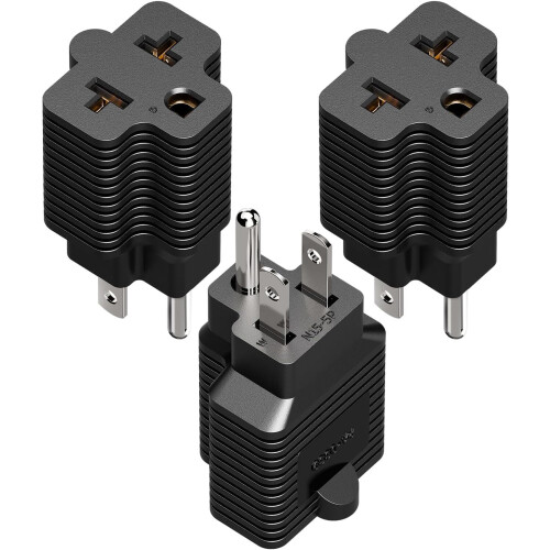 AC Plug Adapter 4-in-1 3-Pack 15A 125V–20A 250V