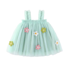 Girls Sleeveless A-Line Mesh Dress Solid Color 2-3 Years
