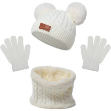 Winter Knit Hat Scarf Gloves Set for Toddlers and Infants