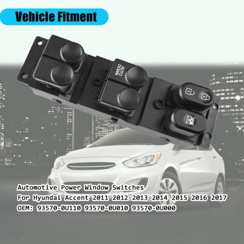 Power Window Switch for Hyundai Accent 2011–2017 Black 1 1